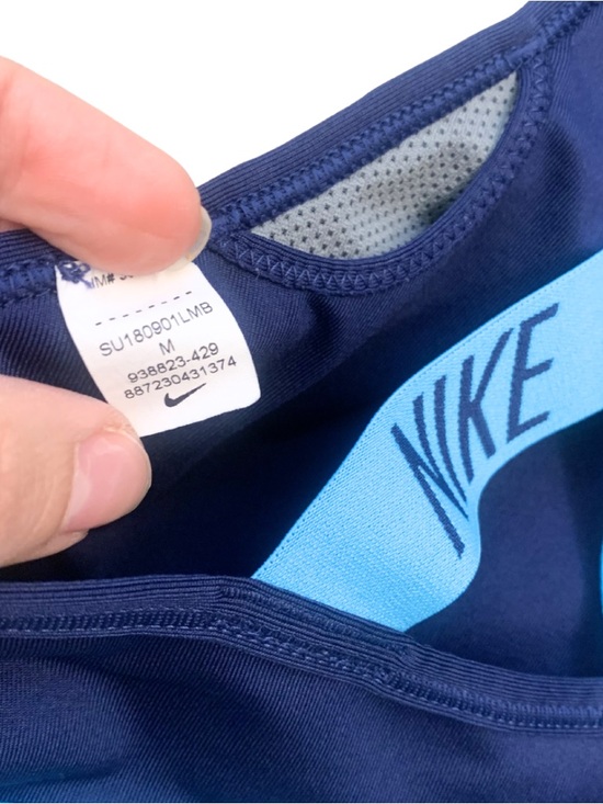 Nike Dri-FIT Non-Padded Sports Bra Navy Blue Size Medium Athleisure Yoga - Picture 3 of 6